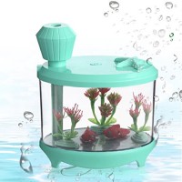 Mini Ultrasonic Humidifier Green - Azmall Cool Mist Humidifier Essential Oil Diffuser Portable USB Air Purifier  460ML Fish Tank Mist Humidifier with 7 Changing Color LED Lights - B075S7W59Y
